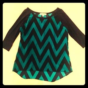 MOA MOA GIRLS CHEVRON HI LO TOP NAVY TEAL LARGE